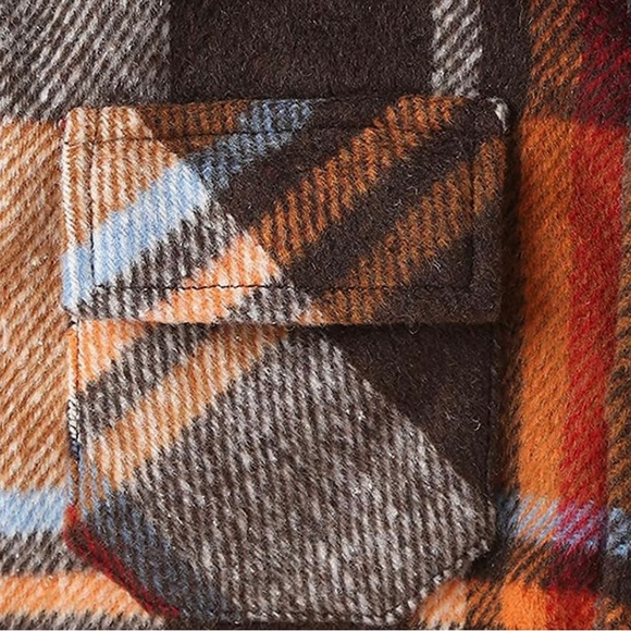 Brushed button down plaid flannel shirt unisex - Picture 3 of 5